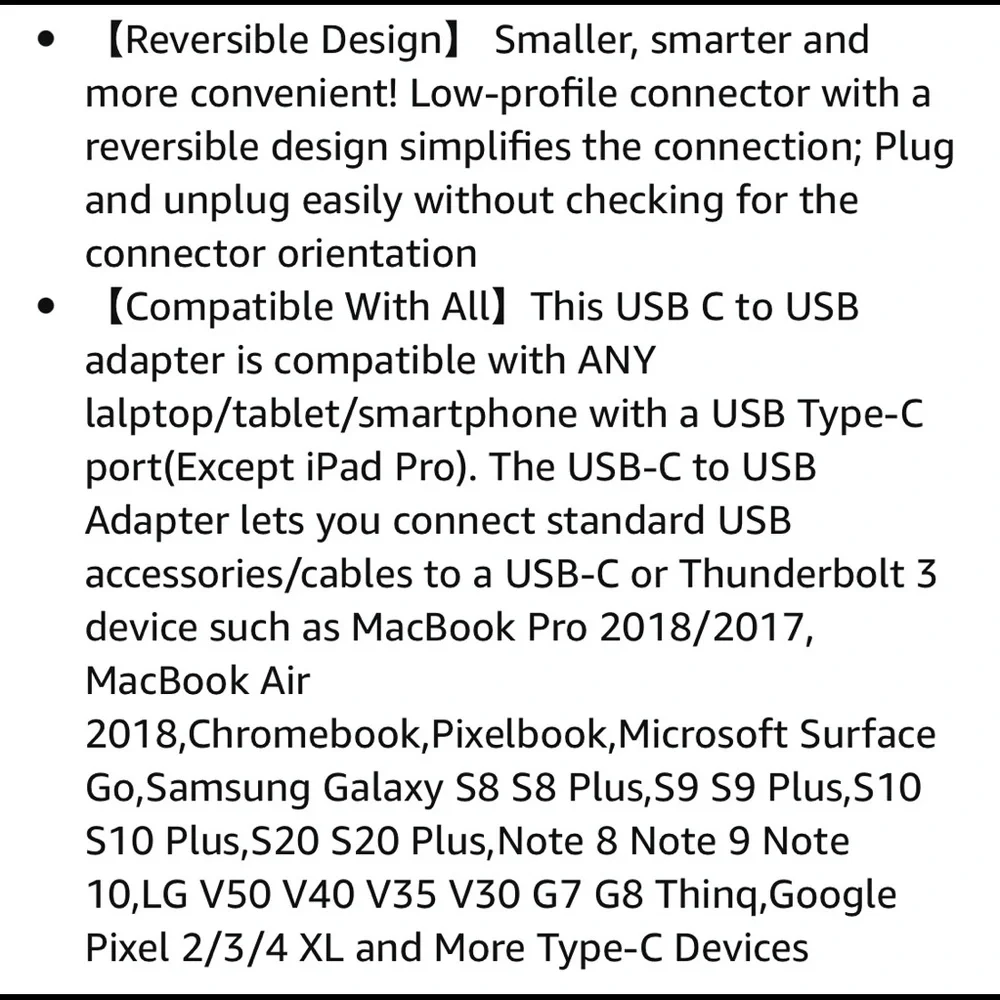 USB C to USB Adapter [2-Pack], Thunderbolt 3 to USB 3.0 - New (Open Pack)